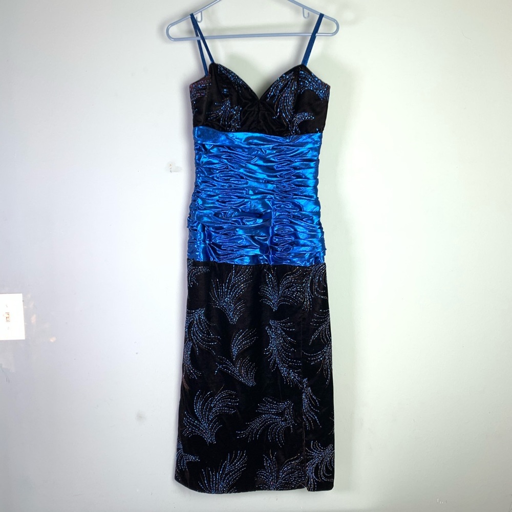 ALYCE DESIGNS VTG 90s DRESS RUCHED VELVET SZ 8